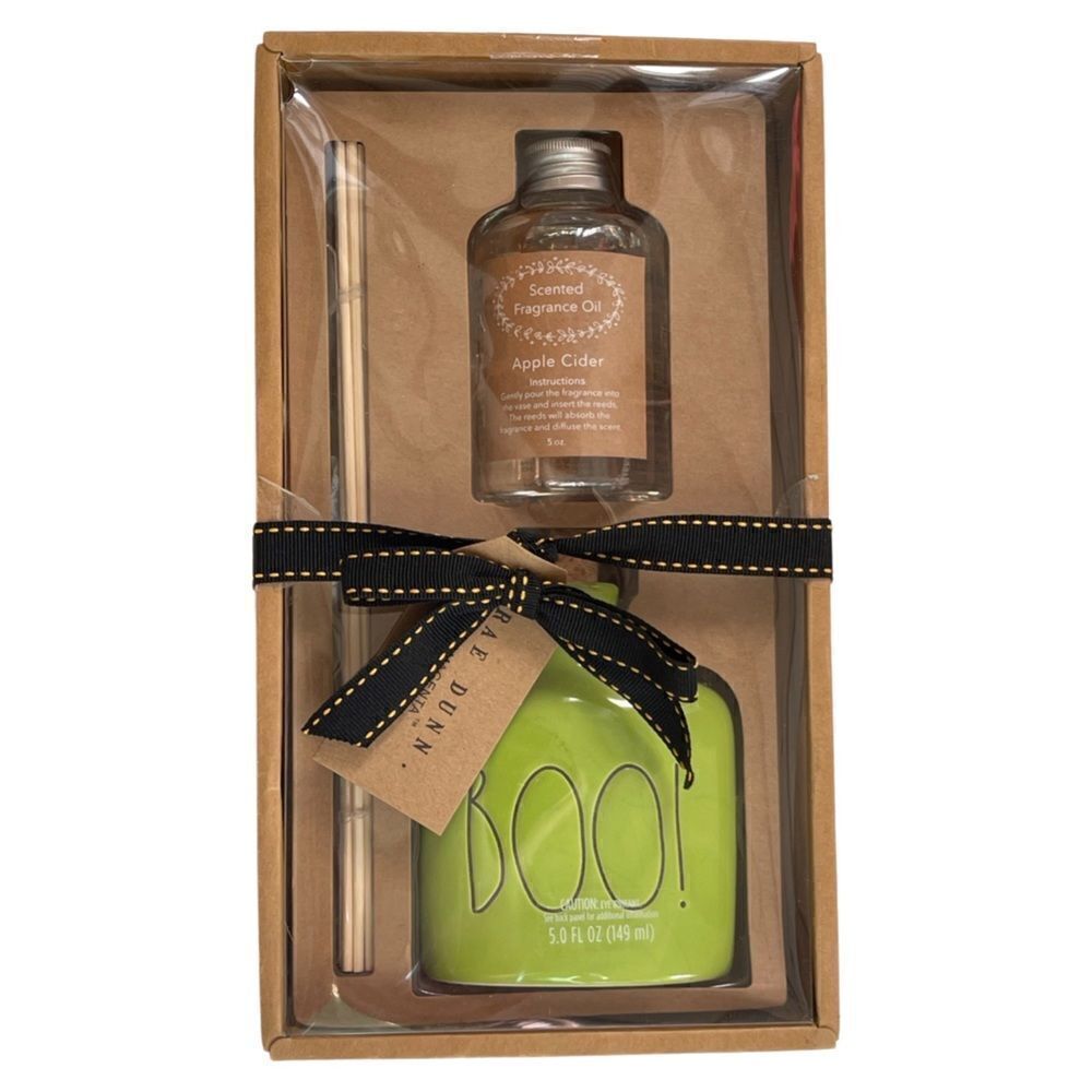 Rae Dunn Ceramic Home Apple Cider Scented Fragrance Oil Diffuser 5 Oz “BOO” NIB